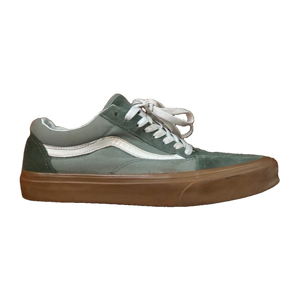 Vans Old Skool Green Suede Canvas Gum Sole Sneakers Mens 9.5 500714